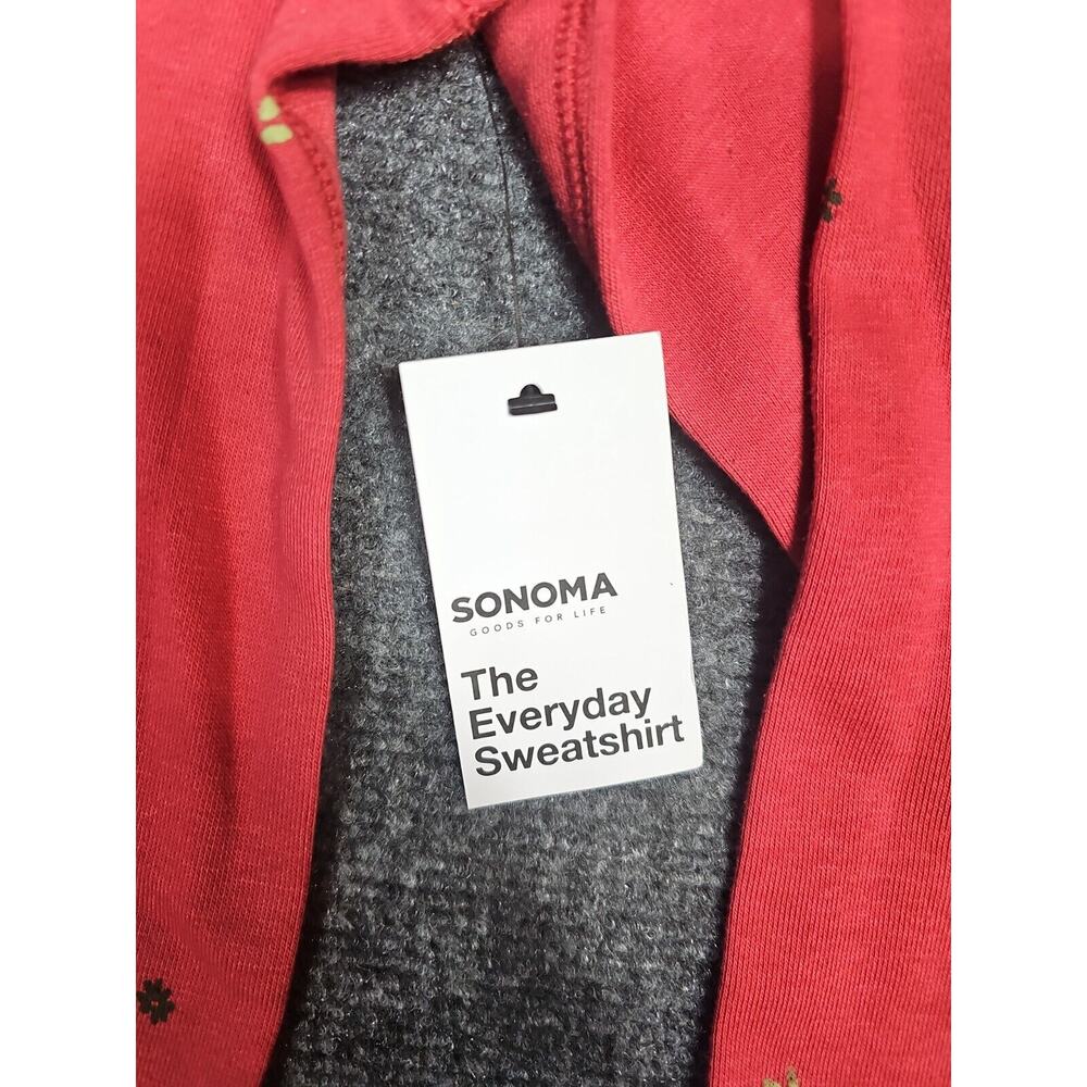 Sonoma Everyday Sweatshirt Dark Pink With Flowers Women’s Extra Small Sweatshirt - Picture 4 of 7